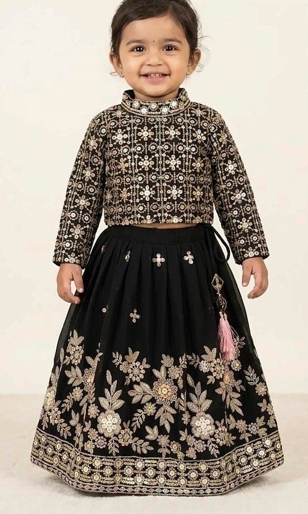 Black Sequinned Lehenga Choli