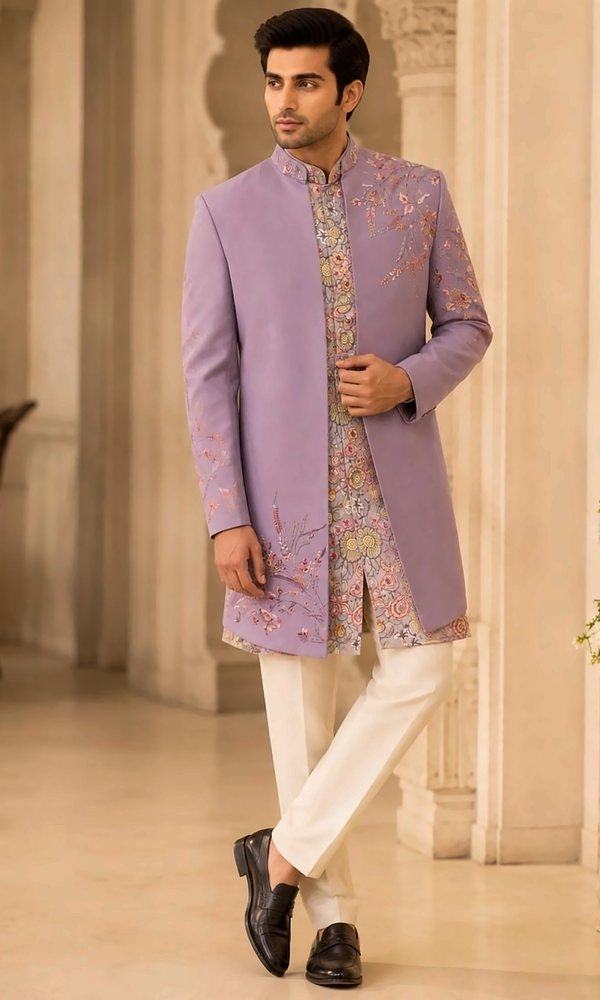 Lilac Open Indo-Western Sherwani